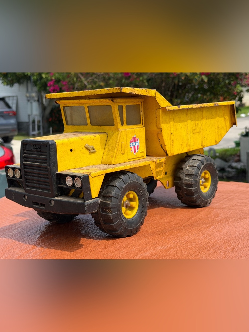 Vintage Original 60’s 70’s Buddy L Mack Dump Truck Buddy Yellow Steel
